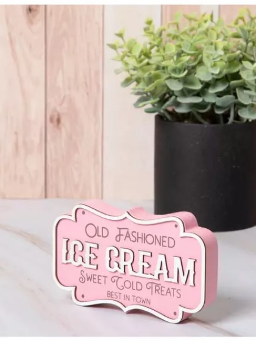 Old Fashioned Ice Cream Pink Decorative Bath & Body Sign Home Decor